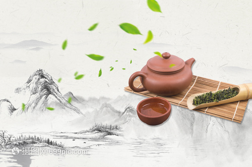 中国风茶背景与茶馆文化